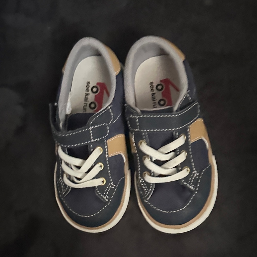 See Kai Run Navy and Tan Toddler Sneakers